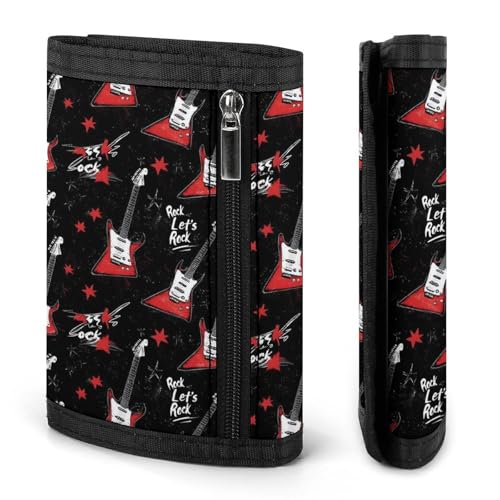 Rock Guitar Red Print Wallet for Men, 8 Credit Card Holder Slim Minimalist Front Pocket Small Mens Bifold Wallets2