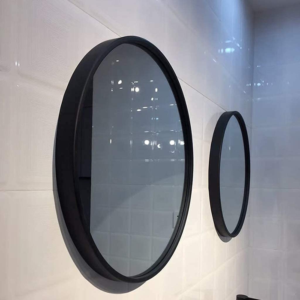 Specchio Espejo Espejo, Baño, Montaje en pared, Tocador, Baño de hierro forjado para colgar en la pared Espejo negro Espejo redondo nórdico simple para baño Espejo colgante Espejo pequeño (tamaño