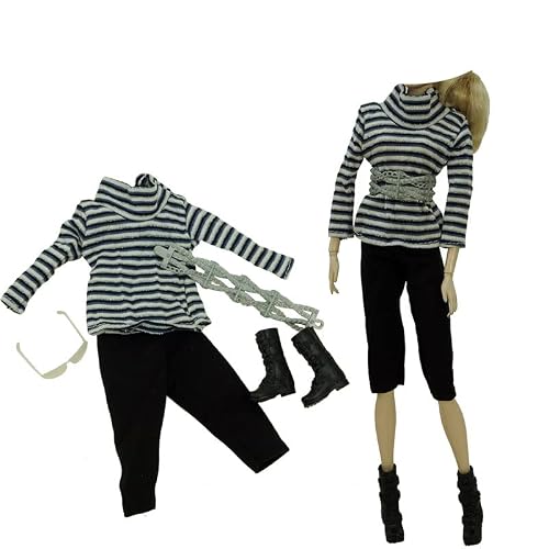 Lance Home Doll Clothes, 5 Sets Outfits Houndstooth Coat Pants Windbreaker Hat For 11.5 Inch Dolls Accessories Random Style #TOP4