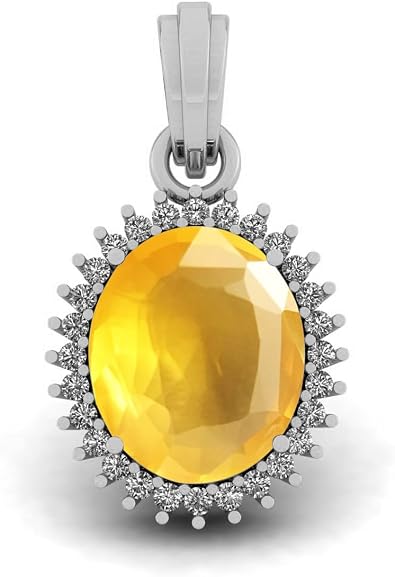 LMDPRAJAPATIS Oval Cut Birthstone Silver Plated Pendant Necklace