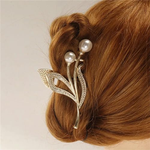 Pince à cheveux perles et fleur faite main, le charme classique pour sublimer les filles - 3