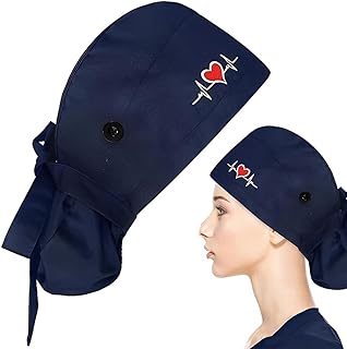 XOXVURI 1 peça gorros cirúrgicos gorro cirúrgico gorro dentista estampado 100 % algodão