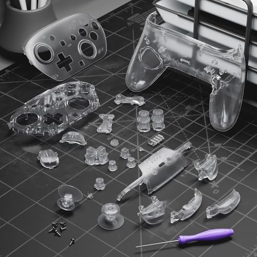 eXtremeRate DIY Replacement Full Set Shell Buttons for Nintendo Switch 2 Pro Controller, Custom Faceplate Rear Bottom Cover with Thumbsticks ABXY Dpad ZLZR Buttons for Switch 2 Pro Controller - Clear by eXtremeRate - Image 4