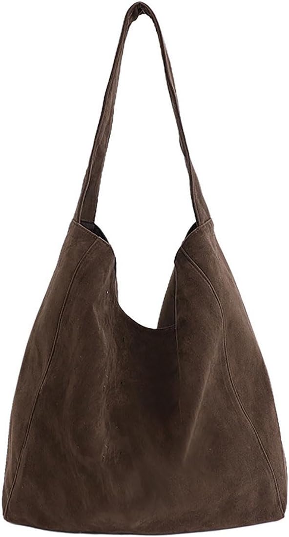 Gogobear Suede Purses for Women, Large Capacity Slouchy Shoulder Bags Retro Soft Leather Hobo Bag Tote Handbag