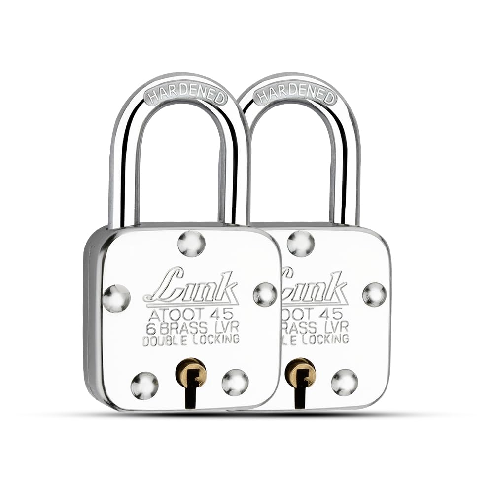 Link® Atoot 45mm Lock | Steel Body | Hardened Shackle |6 Brass Lever | 3 Silver Keys | Padlock for Door, Shop, Office | Made in India — Amazon image 10