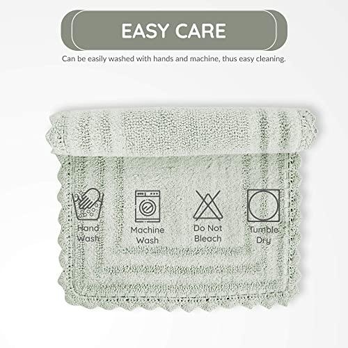 Rajrang Bringing Rajasthan To You Bath Rug For Bathroom Kitchen Spa With Crochet Cotton Absorbent Soft Reversible Woven Bath Mat Canary Green Rectangle 34X21 Inches #TOP2