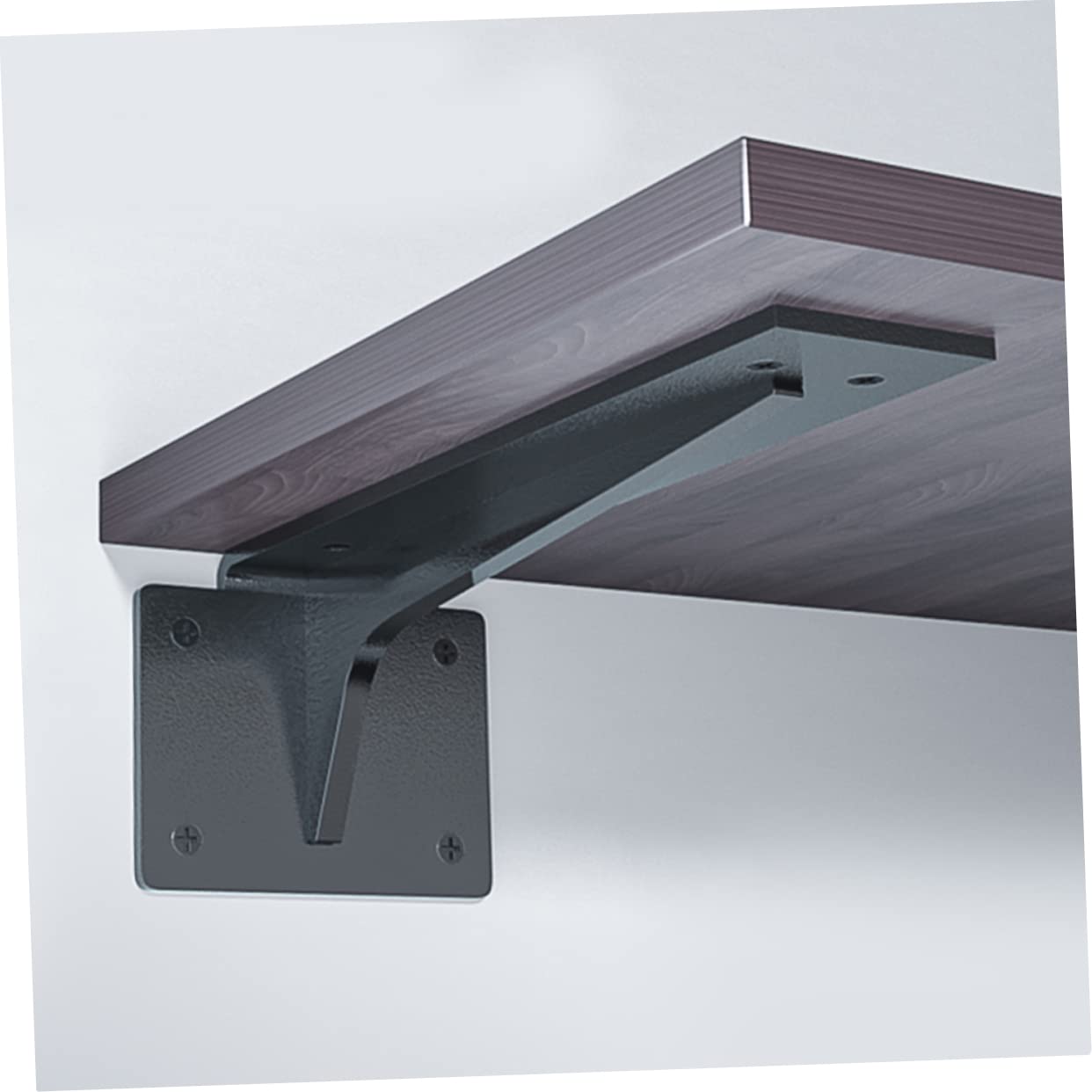 Tofficu 2 Soportes Angulares para Estante de Pared, Acero Laminado en Frío Negro, Estructura Triangular de 90°, Adecuado para Cocina y Taller