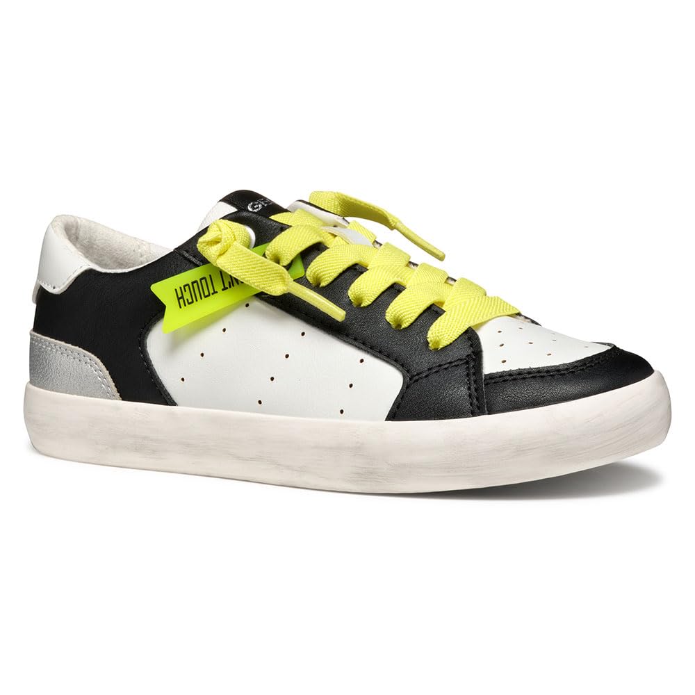 Geox J GISLI Girl A Sneaker, White/Black, 12.5 UK