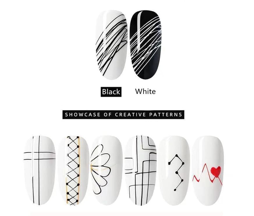 Image of 2pcs Black and White Spider Gel for Nail Art - Elastic, Easy-to-Use Nail Art Combo Set - Long-Lasting Nail Design Supplies for Creative Manicures and Nail Artistry