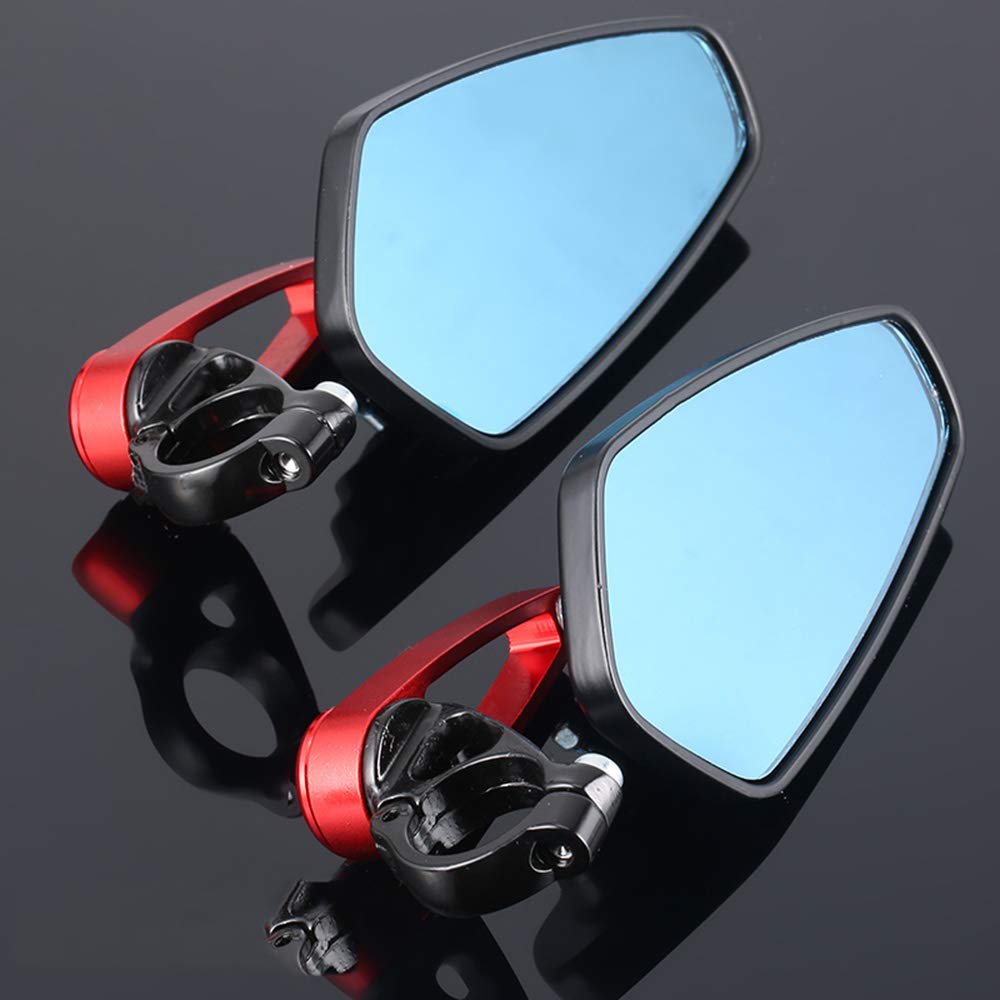 ViZe 7/8'' 22mm Rétroviseurs Moto Embout de Guidon Latéraux Miroir Arrière Universel Miroir Motif Rouge-bleu