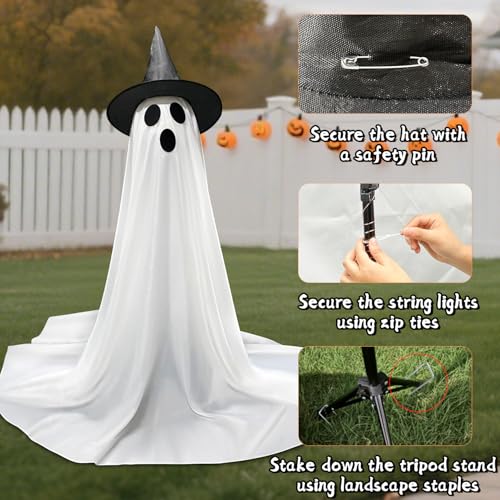 JOKOSIS Halloween Decorations Outdoor & Indoor Decor - 2 Pack 59-inch Remote Control Spooky Ghost String Lights with Witch Hats の商品画像 4
