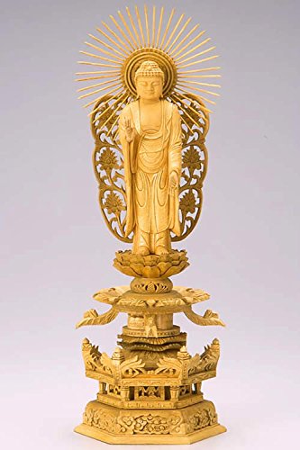 Amazon｜仏像 阿弥陀如来 西立弥陀(樟/クス・ケマン座) 4.5寸｜仏像