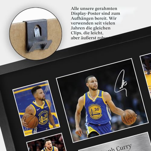 HWC Trading FR A3 Steph Curry Golden State Warriors Geschenke Gedruckt, Signiert Autogramm-Präsentation-Display Für Basketball-Erinnerungsstücke-Fans - A3 Eingerahmt