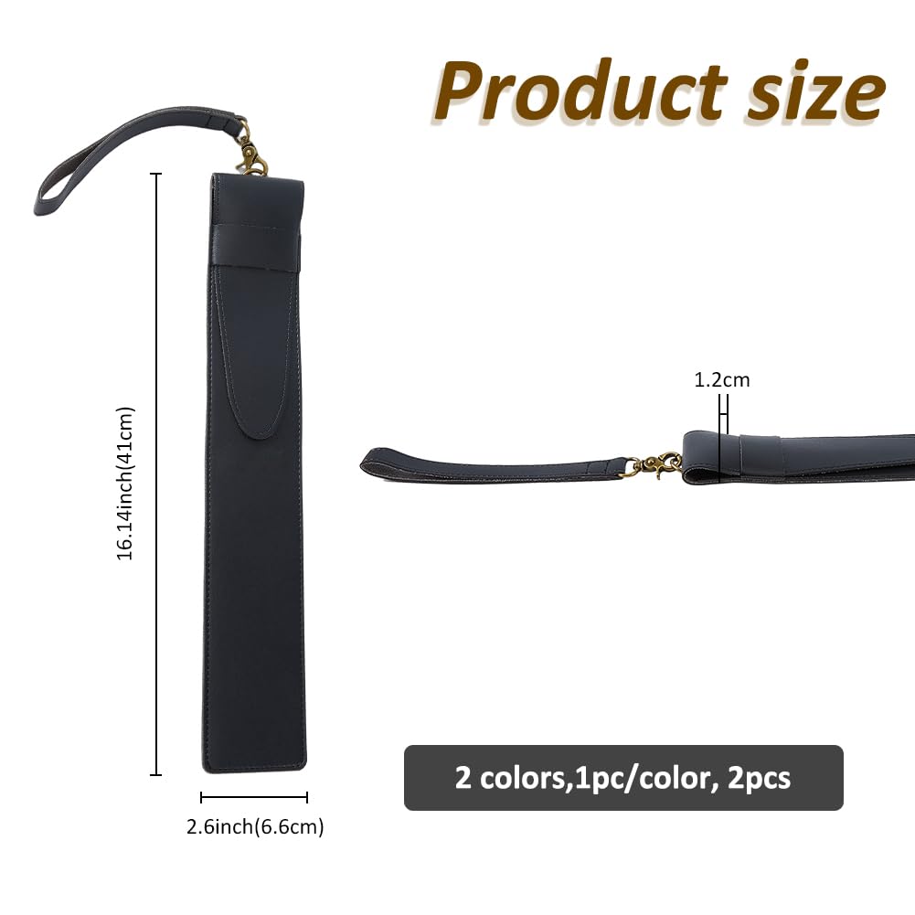 SUPERFINDINGS 2Pcs 2 Colors Drum Stick Bag 41x6.6x1.2cm PU Leather Drumstick Holder Rectangle Drumstick Cover Sleeve Portable Drumstick Cover for Drummer Band - Image 2