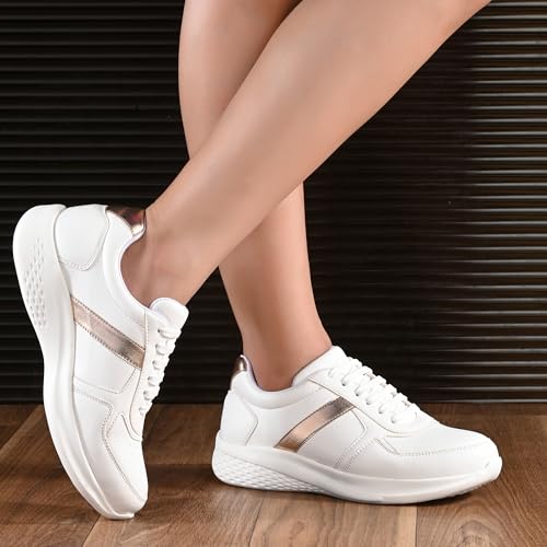 Image of Centrino Womens Casual Shoes | Colorblock Sneakers with Ultra Soft Cushion Lace-Up Shoes All-Day Comfort | Trendy & Lightweight Design | Low Top Flat Sole (7617)