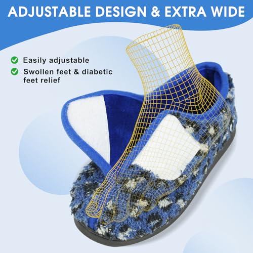 Image of Git-up Women Soft wide Slippers Memory Foam Closed Toed Diabetic Arthritis Edema House Slippers