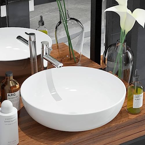 Lavabo redondo de cerámica blanca de alta gama Mangloder acabado esmaltado 2