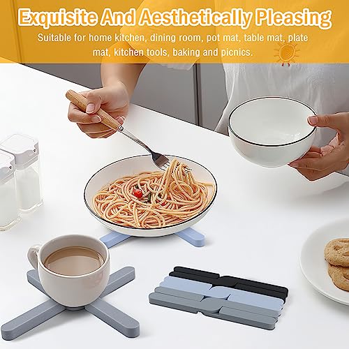 Foldable Silicone Trivet, 3 Pack Trivet Pad for Hot Pots and Pans, Heat-Resistant Pad Silicone Pot Holder for Hot Dishes (Grey) - Thumbnail 6