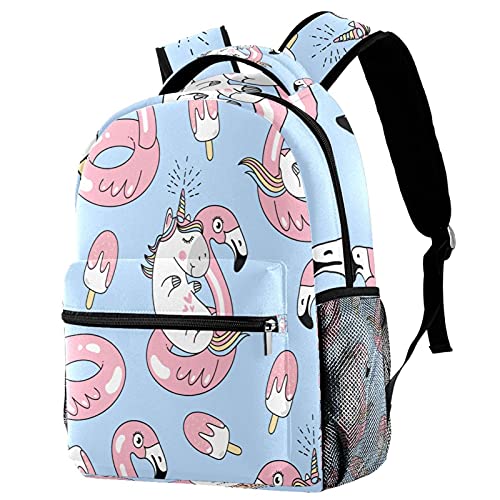 Sac à dos licorne et flamant rose multicolore pour écolier