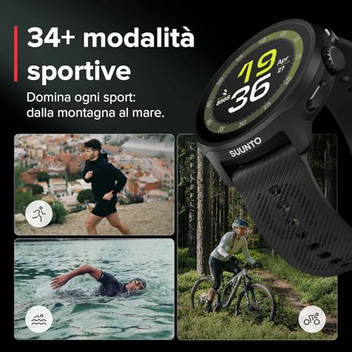 SUUNTO Run GPS Laufuhr, 1,32 AMOLED-Touchscreen, Leichtgewicht, Multisport, Aktivitätentracker, Präzises GPS, Herzfrequenz-/Schlaf-Tracking, 12 Tage Akkulaufzeit, 4GB Offline-Musikspeicher