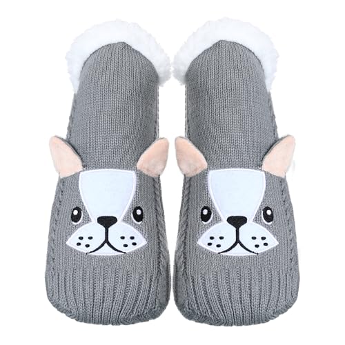Image of ZYZX Cute Dog Slipper Socks for Women with Grips,Fuzzy Socks Indoor