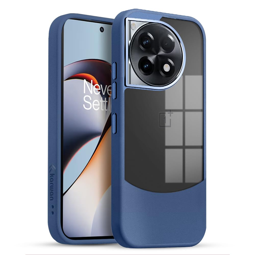 KARWAN®️Fusion Edge Leather Transparent Mobile Back Case | Slim Fit | Anti-Fingerprint| Scratch-Resistant | Premium Grip | Shockproof case | Back Cover for Oneplus 12R || Blue KARWAN®️Fusion Edge Leather Transparent Mobile Back Case | Slim Fit | Anti-Fingerprint| Scratch-Resistant | Premium Grip | Shockproof case | Back Cover for Oneplus 12R || Blue