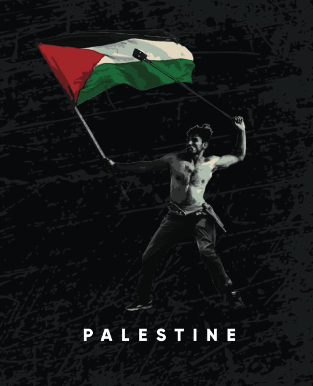 PALESTINE: College ruled composition notebook journal with Palestinian flag man (We are Muslims)