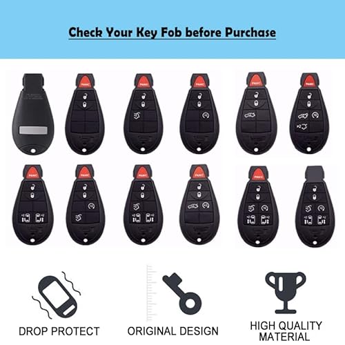 K Lakey Dodge Key Fob Cover,Compatible With Dodge Ram Grand Caravan Charger Challenger Durango Journey Jeep Grand Cherokee Commander Chrysler 300 Town Country Key Fob Soft Silicone Shell Silver #TOP1