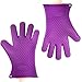 Binwo Silicone Grilling Gloves - Best Heat Resistant Cooking Kitchen Pot Holders and Oven Mitts - Protective Baking Gloves - Barbecue Without Burning Your Hands-Purple