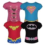 Warner Bros. Justice League Little Girls 4 Pack Graphic T-Shirt Batgirl/Supergirl/Wonder Woman 6X