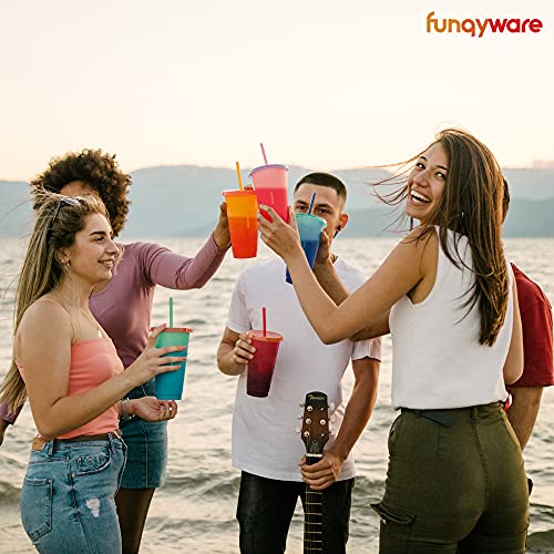 Color Changing Cups With Lids And Straws For Adults - 5 X 24Oz Reusable Cups With Lids And Straws, Bulk Plastic Cups With Lids And Straws For Kids Women, Cold Iced Coffee Cups & Party Water Tumbler #TOP7