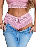 Avidlove Sexy Panties for Women Bikini Underwear Floral Lace Briefs with Cute Bow Center 1-4 Pack Pink