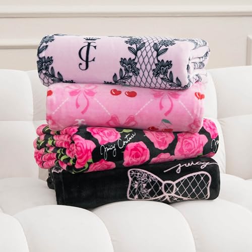 Couverture surdimensionnée Juicy Couture plaid peluche rose lacté contre le froid de l'hiver
