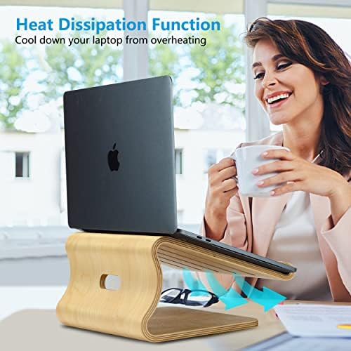 SAMDI Wooden Laptop Stand/Wooden Portable Laptop Riser Holder, Ergonomic Ventilated Cooling Laptop Holder,Universal MacBook Air/Pro, Other Notebook Laptops (White Birch