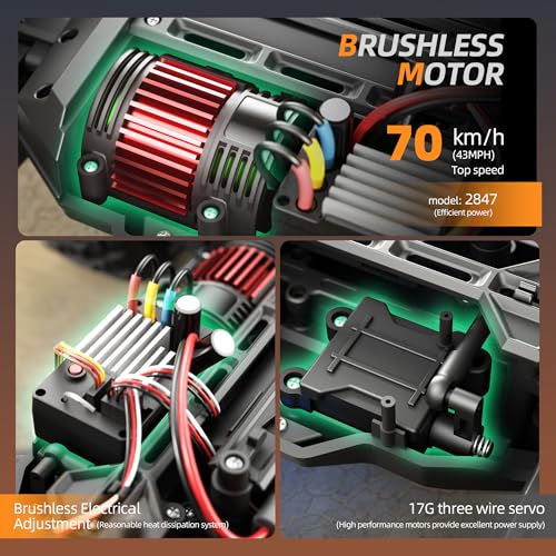 VOD VISUAL Brushless Fast RC Cars for Adults,Max 45mph Electric Off-Road RC Truck, High Speed RC Car