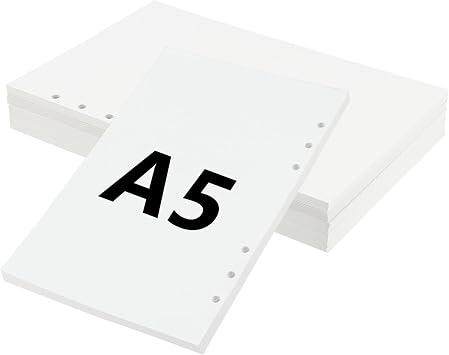 LEXININ 6 PCS A5 6 Hole Blank Refills Paper, 270 Sheets/540 Pages A5 100gsm Punched Inserts Paper for Ring Binder Journal