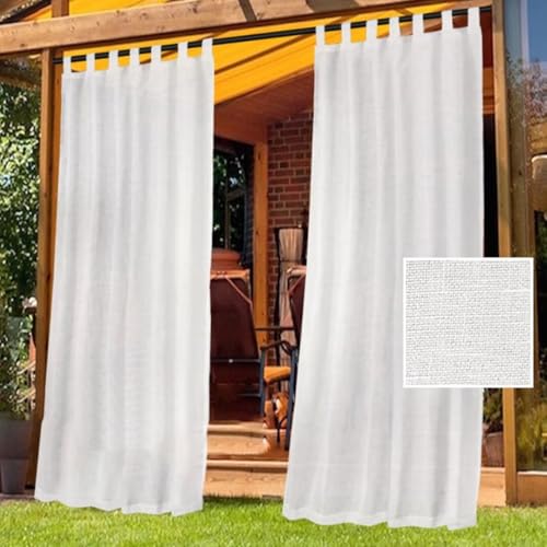 Outdoor Sheer Curtains Set of 2 274 x 132 cm White Lightweight UV Resistant Perfect for Patios Balconies and Decks Enhance Privacy and Style