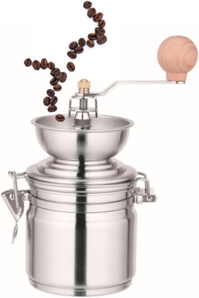 Mikinona Handheld Conical Burr Coffee Grinder Stainless Steel Manual Mill for Freshly Ground Beans Compact Kitchen Tool for Home and Travel for Coffee Lovers