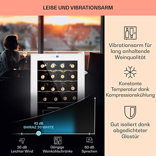 Klarstein Weinkühlschrank, 1 Zonen Getränkekühlschrank Klein, Freistehender Kleiner Weinschrank, 53L Wein-Kühlschrank mit Glastür, Indoor/Outdoor Flaschenkühlschrank, Wine Fridge 20 Flaschen – Bild 5