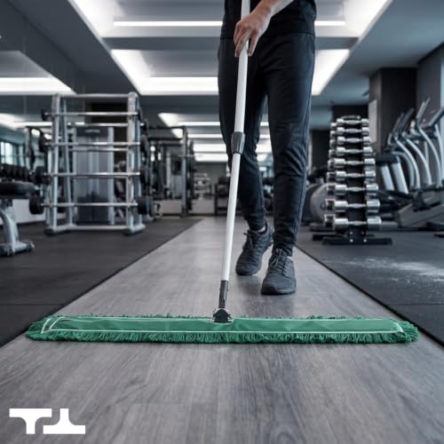Image of 48 Inch Green Commercial Dust Mop & Floor Sweeper with Extendable Handle - Mop for Hardwood, Tile, and Concrete Floor Cleaning