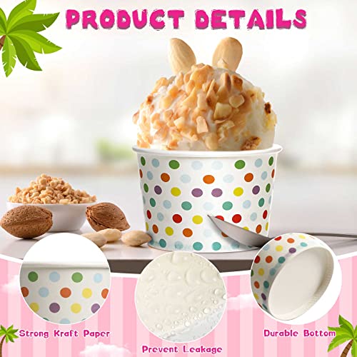 Image of Eccliy 200 Pack Paper Ice Cream Cups Bulk 5 oz Polka Dot Disposable Ice Cream Cups Colorful Small Sundae Bowls Candy Dessert Bowls for Treat Snake Frozen Yogurt Summer Wedding Birthday Party Supplies