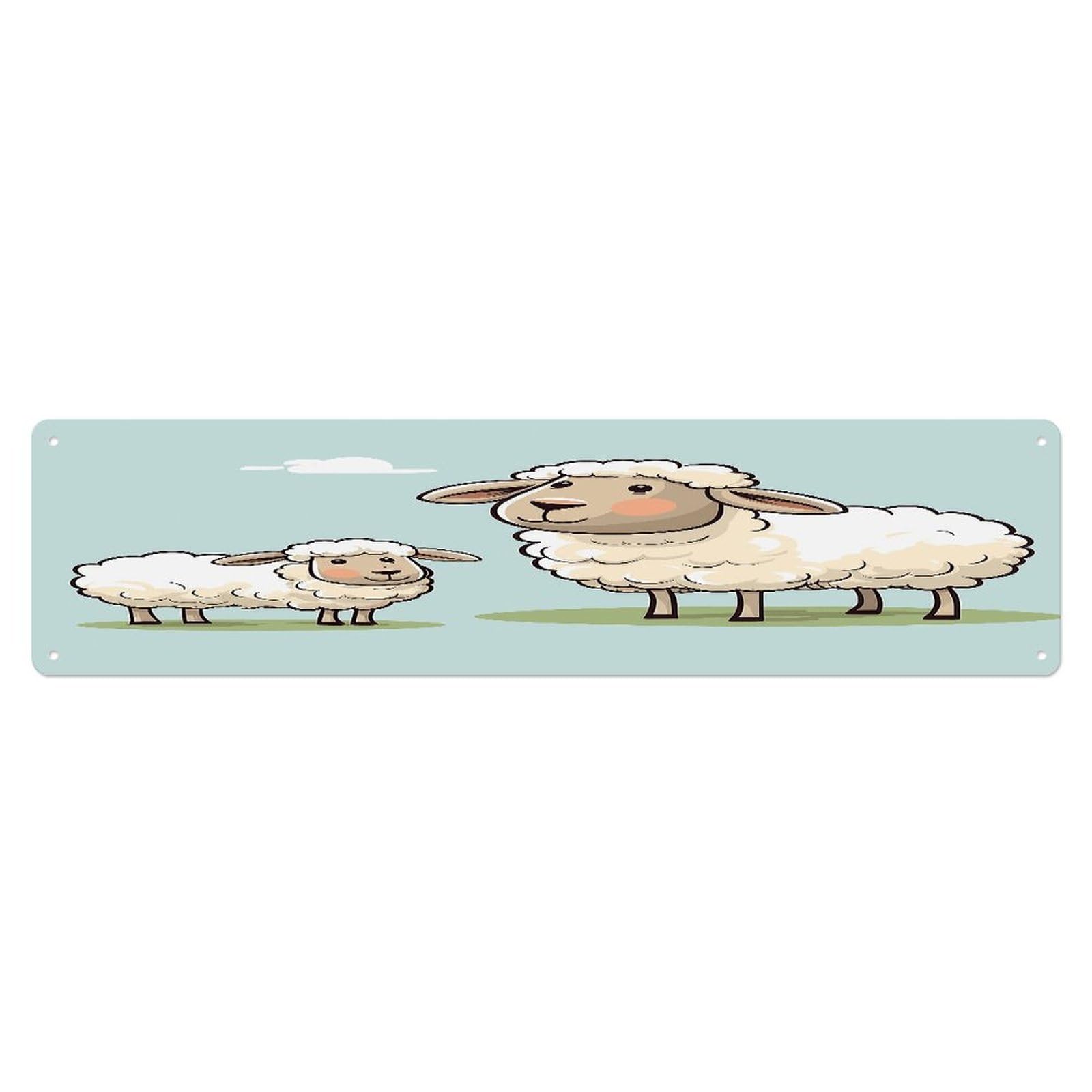 Adfgyerh Style Sheep And Lamb Cartoon Wall Decor Aluminum Waterproof. Plaque, Practical Gift,Sign 15.7X3.9 Inch Poster,For Home, Office, Business, Garage– Indoor/Outdoor