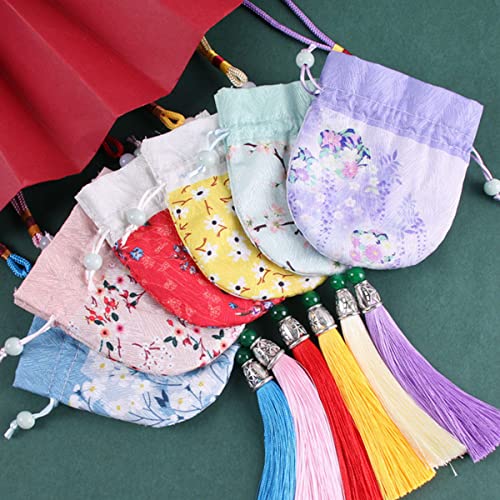 10 bolsas chinas de tela con cordón para joyas miniatura 5