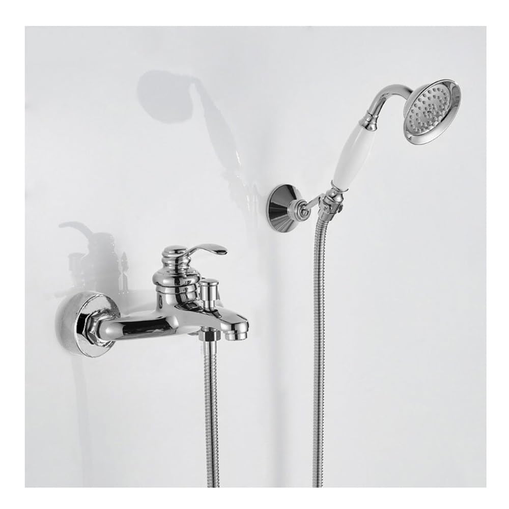 Blyqxs Chrome Brass Simple Shower Set Into The Wall Bathtub Faucet Xr-Gz-8301