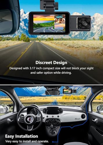 Dash Cam Front and Rear, Car Camera with 64GB Card, 3 Channel Dash Camera for Cars, G-Sensor, 3”IPS Screen, 24Hr Parking, 170°Wide Angle, Loop Recording, IR Night Vision - Image 5