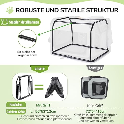 Morpilot Katzentransportbox für große Katzen und Welpen bis 7kg, Katzenbox Hundetasche mit Sicherheit Reißverschlüsse Faltbare Schale, Transportbox Katze Hunde für Der Gang zum Tierarzt Auto Fugzeug