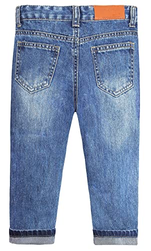 KIDSCOOL SPACE Girls Slim-fit Jeans, Ripped Holes Straight Denim Pants2
