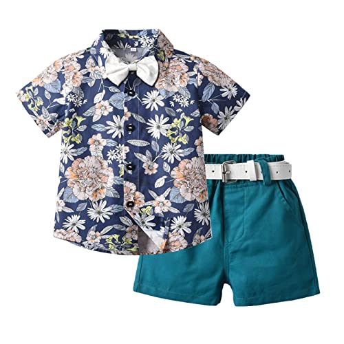 Ensemble Costume Bébé Garçon Gentilhomme Tenu 2Pcs Arcs Chemise Manche Courte + Shorts Vetement Smokings Fête Soirée Cérémonie Mariage, 2-3 Ans Cover