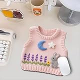 Funny Non-Slip Mouse Pad Gaming Mouse Pad Small Mousepad for Computer, Laptop, Gamer, Cute Knitted Sweater-Shaped,Rabbit Pattern Pink