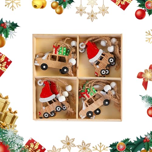 CutitiUU 12 Stück Weihnachten hölzerne hängende,Auto/Alter Mann...